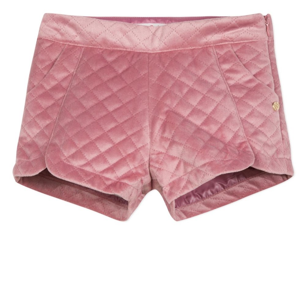 Lili Gaufrette Vintage Rose Velvet Quilted Shorts